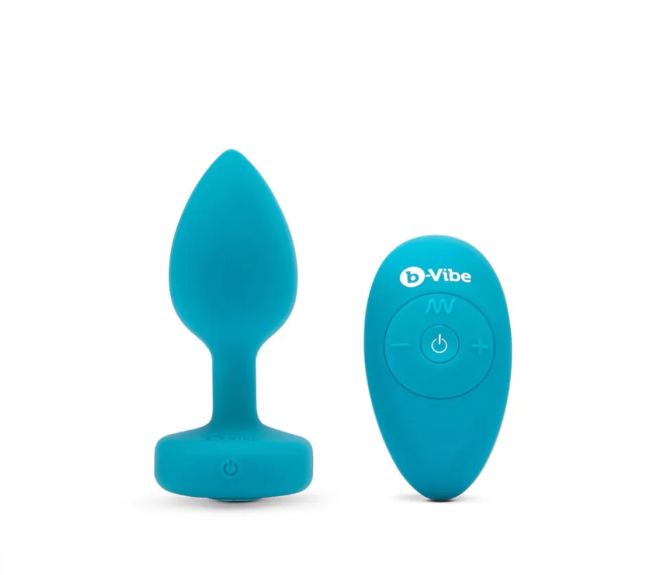 B-Vibe Vibrating Jewel Plug Small/Medium - Aqua