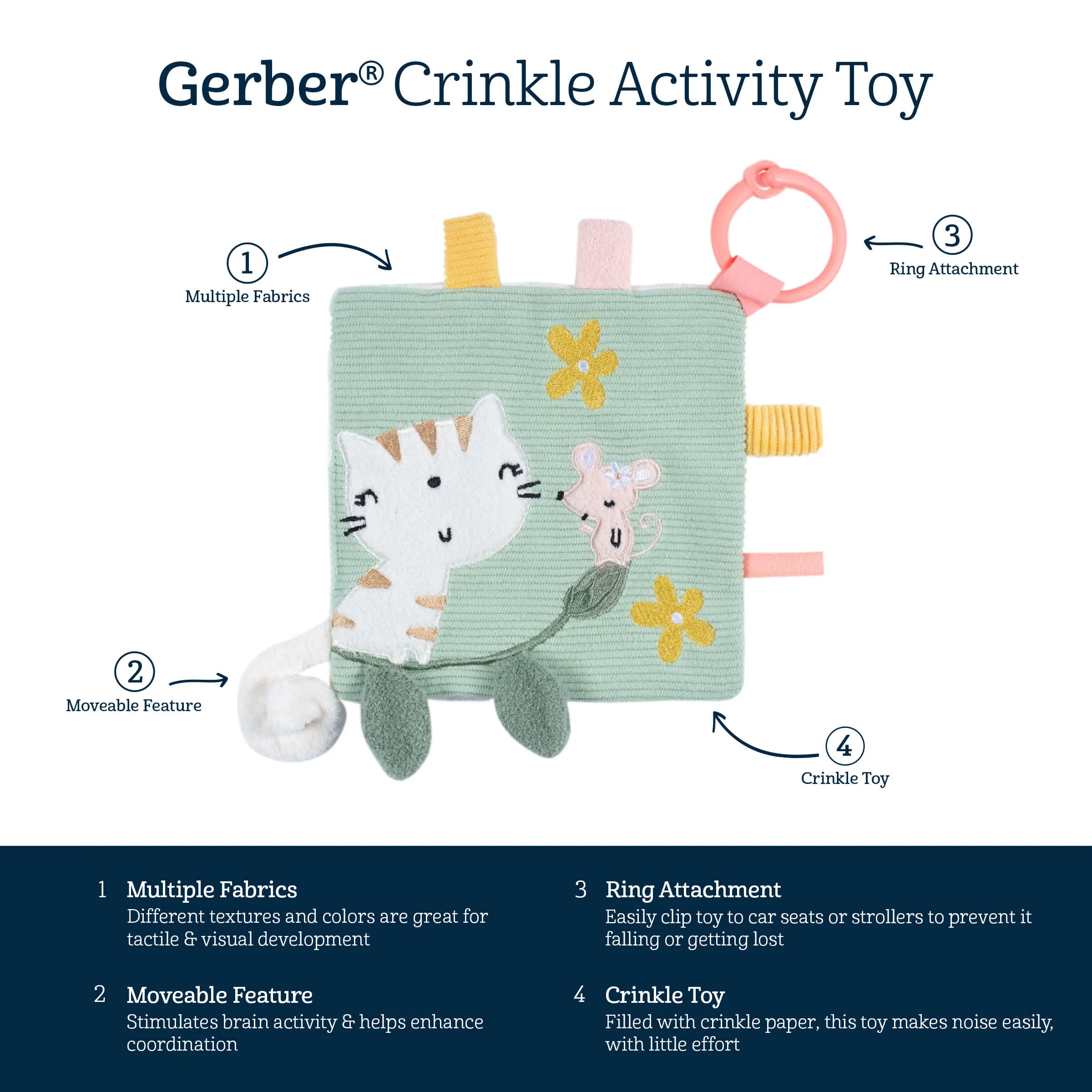 Baby Girls Cat & Mouse Crinkle Toy