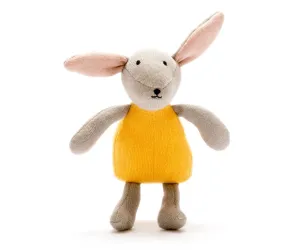 Best Years Organic Cotton Knitted Bunny Rabbit Soft Toy in Mustard