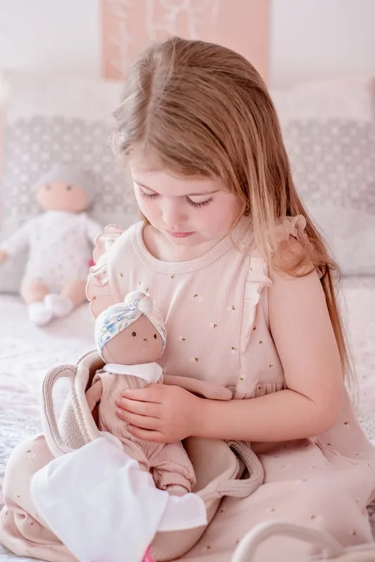 Bonikka Soft Organic Doll, Accessories & Knitted Carry Cot