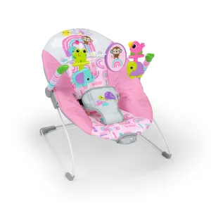 Bright Starts Pink Paradise Vibrating Baby Bouncer, Newborn  