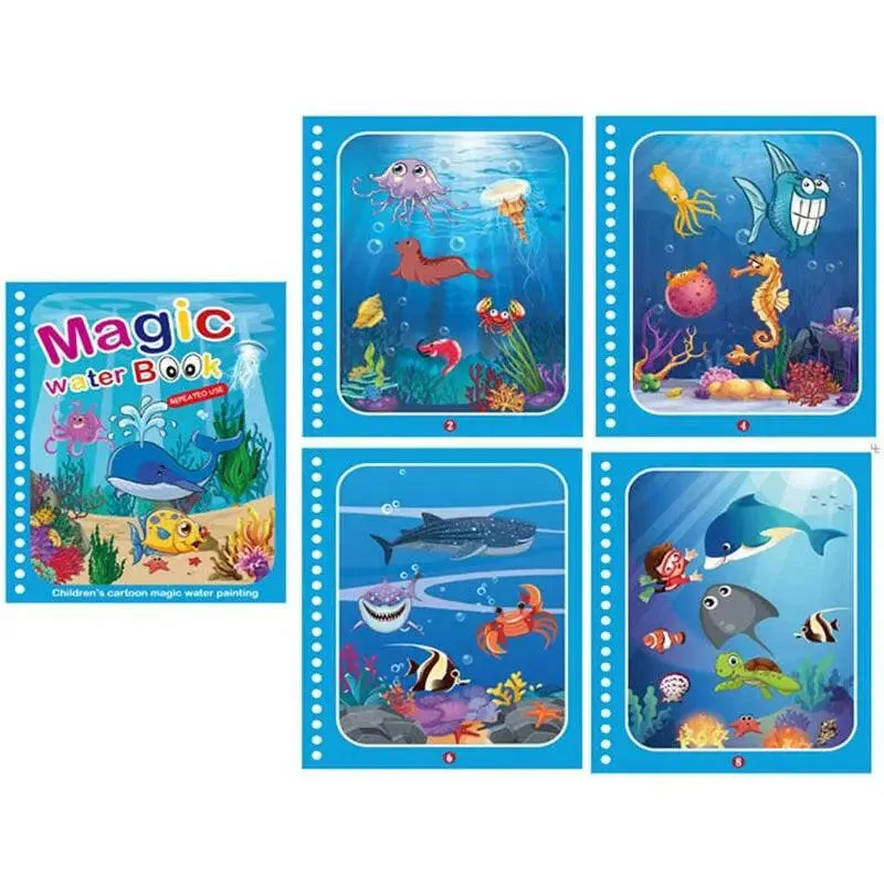 Children Magical Water Drawing Montessori Reusable Book