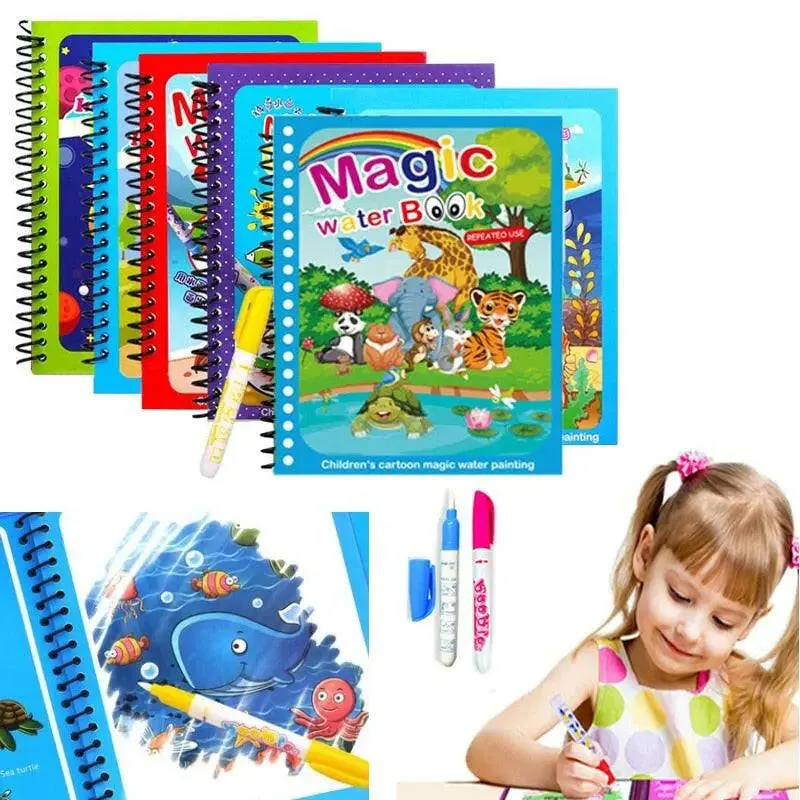 Children Magical Water Drawing Montessori Reusable Book