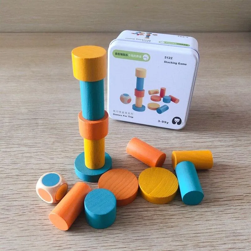 Children Wooden Puzzle Domino Tangram Toys Early Learning Education Intelligence Kids Interactive Game Toys with Retail Box