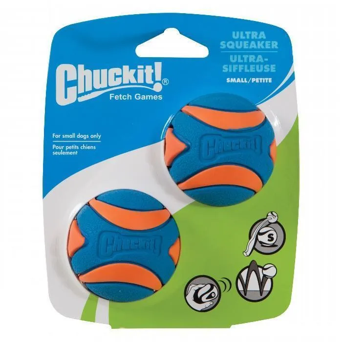 Chuckit Ultra Squeaker Ball Small Dog Toy 2 Pack