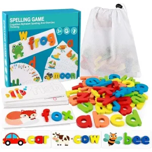 Montessori See and Spell Learning Toy - Educational Spelling Puzzle for Kids