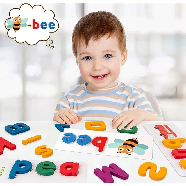 Montessori See and Spell Learning Toy - Educational Spelling Puzzle for Kids