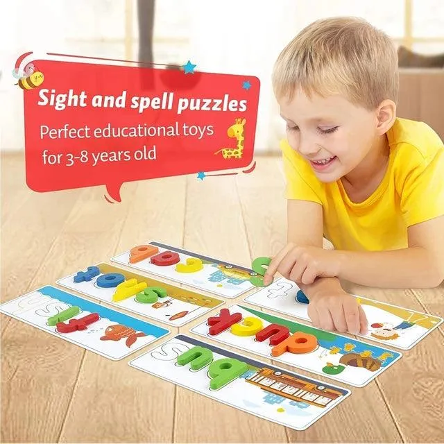 Montessori See and Spell Learning Toy - Educational Spelling Puzzle for Kids