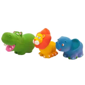 Natural Rubber Toy - Mini Safari Set with Squeaker