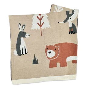 Organic Cotton Knit Baby Blanket: Woodland Bear