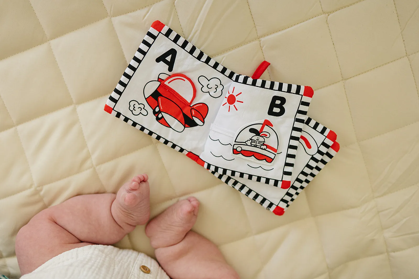 Soft Cloth Book of ABCs in High Contrast Black White Red