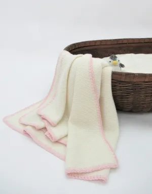 Soft Knit Cashmere Baby Blanket in Ivory Rose