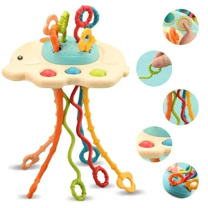 Wembley Montessori Sensory Teething Pull String Toys for 1  Year Old Travel Toys for Babies, Food Grade Silicone Baby Toys Fine Motor Skills Toddler Activity Toys - BIS Approved