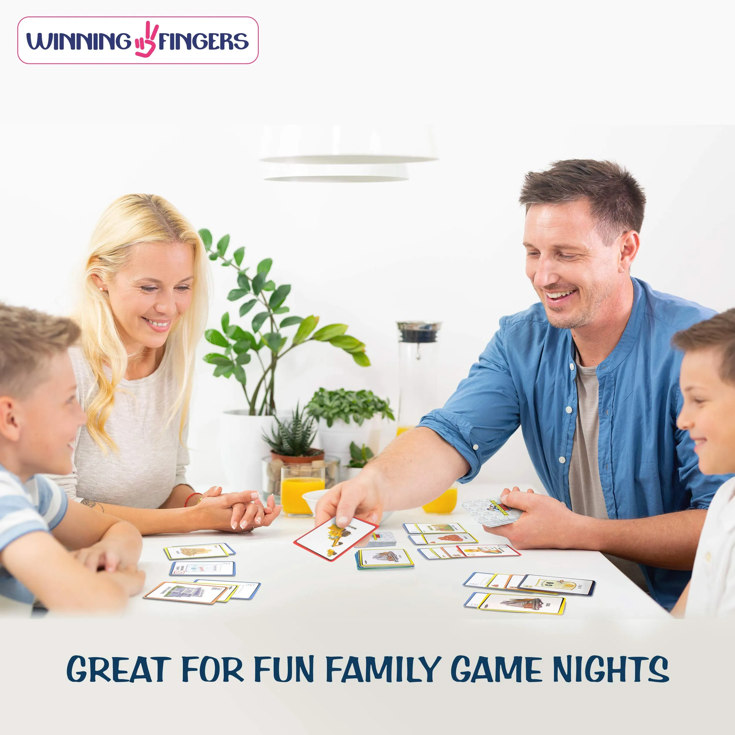 Winning Fingers Fun Card Game for Kids, Teens and Adults Ages 6 , Construction Race Family